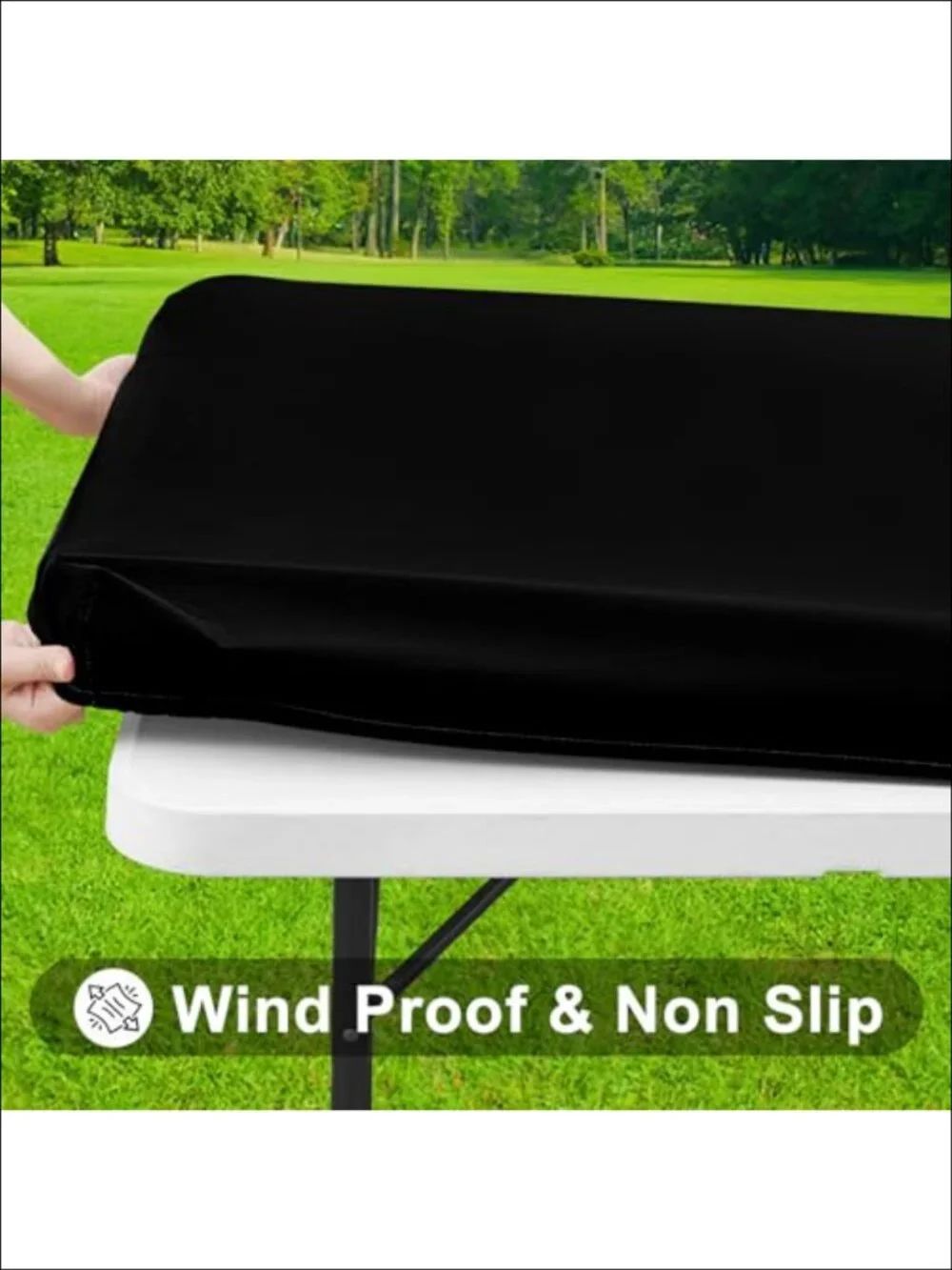 Elastic Fitted Vinyl Tablecloths for Folding Tables, Waterproof Flannel Backed